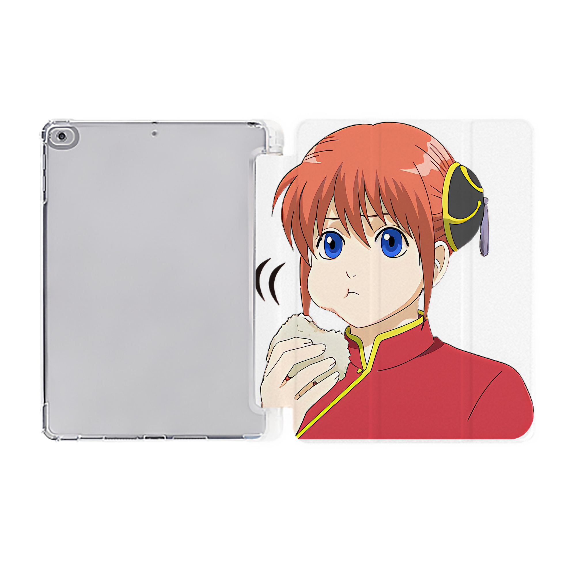 ぎんたま 坂田銀時（さかたぎんとき） 神楽 志村新八（しむら しんぱち） GINTAMA Sakata Gintoki Kagura Shimura Shinpachi IPad ケース ペン収納付き 三つ折りスタンド PUレザー×シリコン 対応機種9.5/10.5/10.9インチ